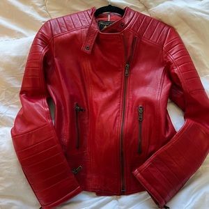 Red Leather Jacket made in Italy